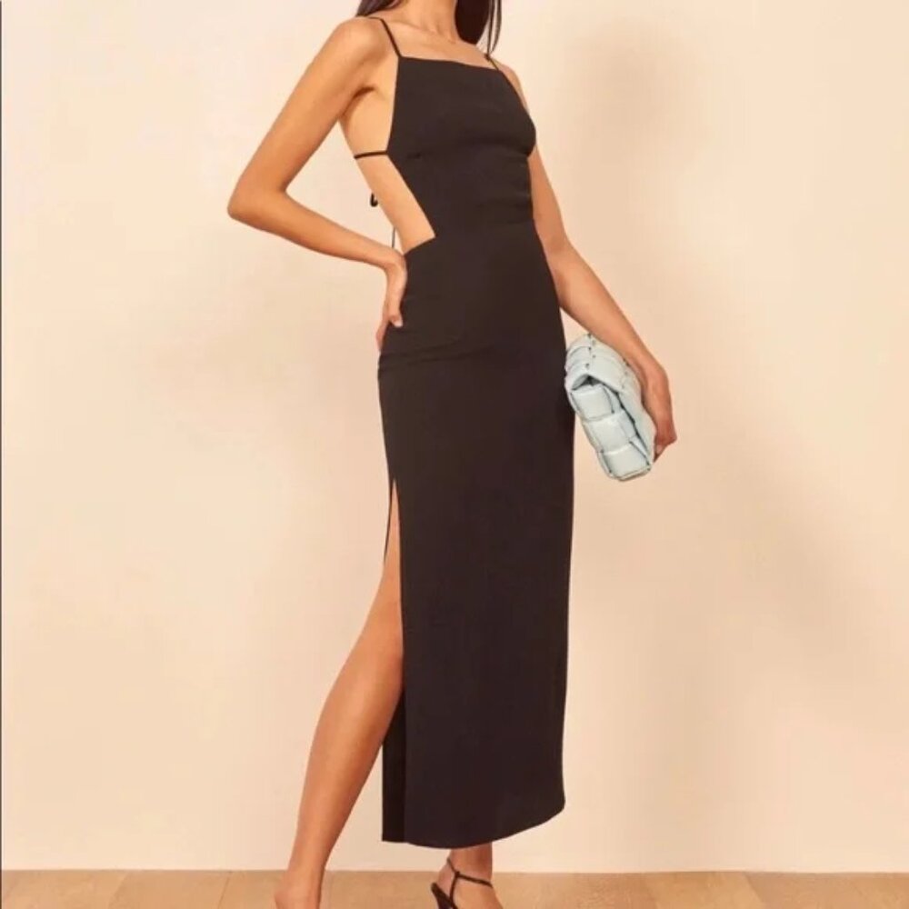 Reformation Black Backless Cutout Maxi Dress